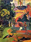 Paul Gauguin Landscape with Peacocks painting